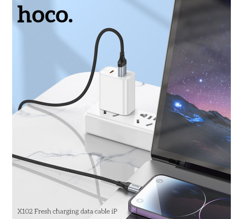 Кабель HOCO X102 Fresh charging data cable iP Black (6942007608756)