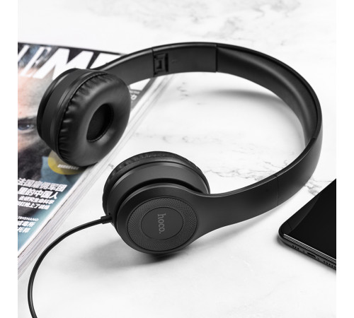 Навушники дротові HOCO W21 Graceful charm wire control headphones (3.5mm) Black (6931474708281)