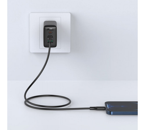 Кабель ACEFAST C3-01 Type-C to iP 3A, 30W, TPE, TPE connectors, Black (6974316280804)