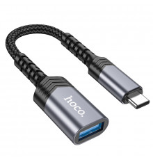 Кабель-перехідник HOCO UA24 Type-C male to USB female 3.0 converter Metal Gray (6942007608848)