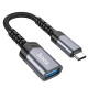 Кабель-перехідник HOCO UA24 Type-C male to USB female 3.0 converter Metal Gray (6942007608848)