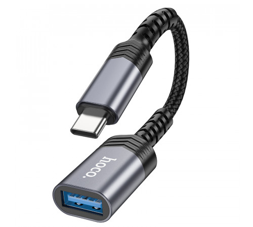 Кабель-перехідник HOCO UA24 Type-C male to USB female 3.0 converter Metal Gray (6942007608848)