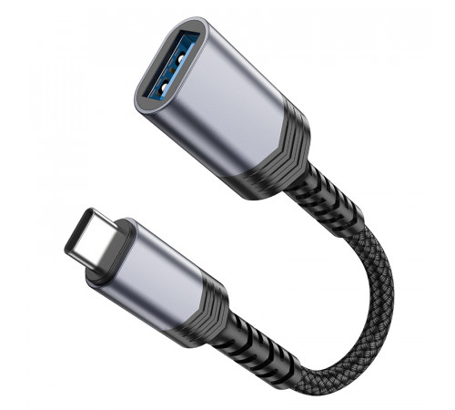 Кабель-перехідник HOCO UA24 Type-C male to USB female 3.0 converter Metal Gray (6942007608848)