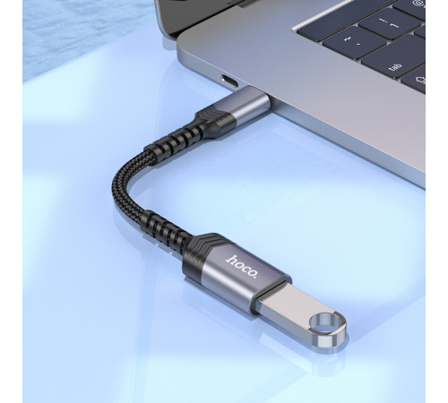 Кабель-перехідник HOCO UA24 Type-C male to USB female 3.0 converter Metal Gray (6942007608848)