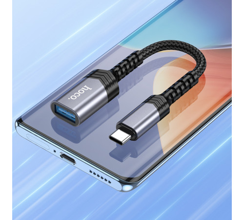 Кабель-перехідник HOCO UA24 Type-C male to USB female 3.0 converter Metal Gray (6942007608848)