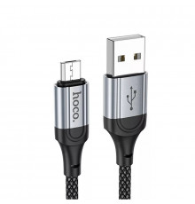 Кабель HOCO X102 USB to Micro 2.4A, 1m, nylon, алюминиевые подключения, Black (6942007608763)