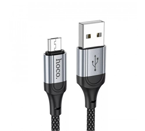 Кабель HOCO X102 USB to Micro 2.4A, 1m, nylon, aluminum connectors, Black (6942007608763)