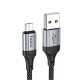 Кабель HOCO X102 USB to Micro 2.4A, 1m, nylon, aluminum connectors, Black (6942007608763)