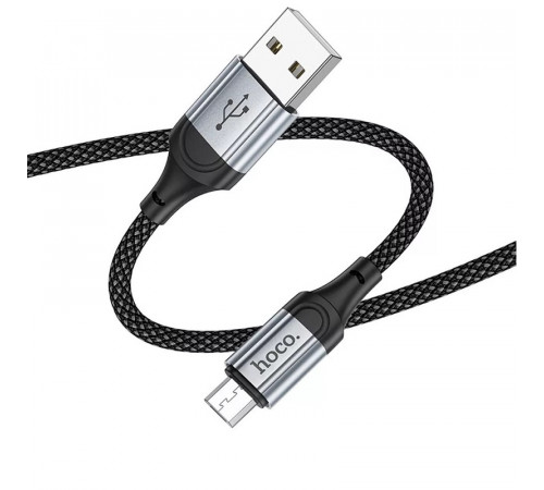 Кабель HOCO X102 USB to Micro 2.4A, 1m, nylon, aluminum connectors, Black (6942007608763)