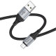 Кабель HOCO X102 USB to Micro 2.4A, 1m, nylon, aluminum connectors, Black (6942007608763)