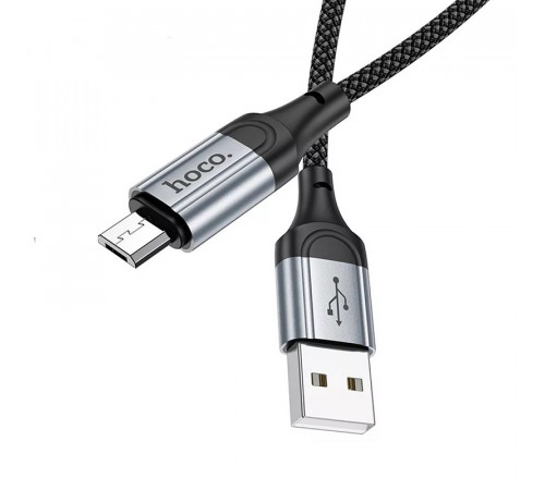 Кабель HOCO X102 USB to Micro 2.4A, 1m, nylon, aluminum connectors, Black (6942007608763)