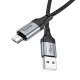 Кабель HOCO X102 USB to Micro 2.4A, 1m, nylon, aluminum connectors, Black (6942007608763)