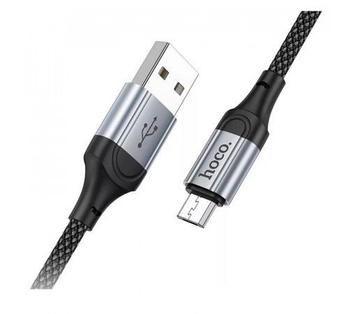 Кабель HOCO X102 USB to Micro 2.4A, 1m, nylon, aluminum connectors, Black (6942007608763)