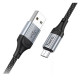 Кабель HOCO X102 USB to Micro 2.4A, 1m, nylon, aluminum connectors, Black (6942007608763)
