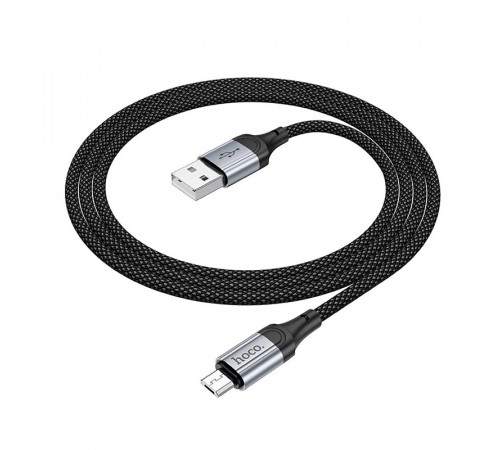 Кабель HOCO X102 USB to Micro 2.4A, 1m, nylon, aluminum connectors, Black (6942007608763)