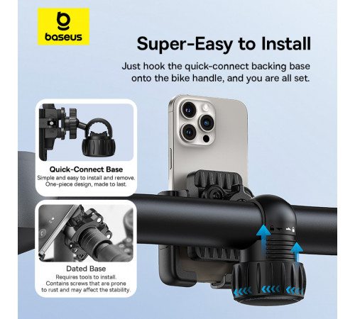 Велотримач для телефона Baseus GoTrip Series Bike Phone Mount Cluster Black (C40572301111-00)