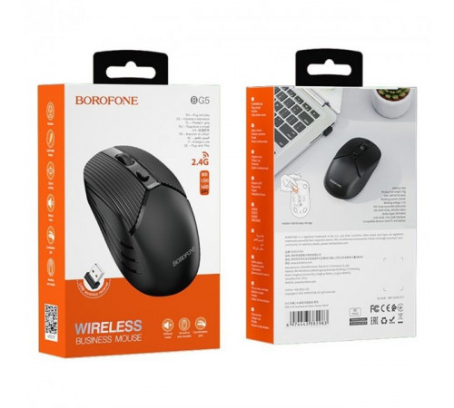 Маніпулятор миша BOROFONE BG5 Business wireless mouse Black (6974443382990)