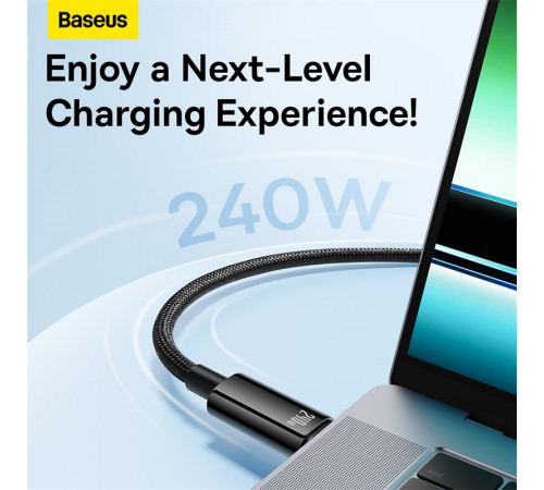 Кабель Baseus Tungsten Gold Fast Charging Data Cable Type-C to Type-C 240W 3m Black (CAWJ040201)
