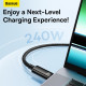 Кабель Baseus Tungsten Gold Fast Charging Data Cable Type-C to Type-C 240W 3m Black (CAWJ040201)
