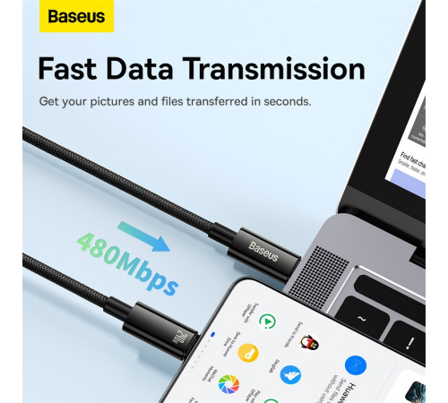 Кабель Baseus Tungsten Gold Fast Charging Data Cable Type-C to Type-C 240W 3m Black (CAWJ040201)