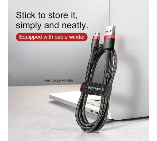 Кабель Baseus cafule Cable USB For Micro 2A 3m Red+Black (CAMKLF-H91)