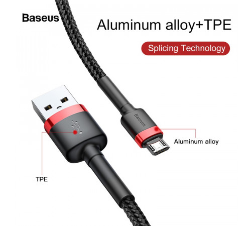 Кабель Baseus cafule Cable USB For Micro 2A 3m Red+Black (CAMKLF-H91)