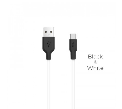 Кабель HOCO X21 USB to Type-C 2A, 1m, silicone, TPE connectors, Black+White (6957531071402)