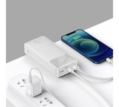 Зовнішній акумулятор Baseus Bipow Digital Display Power Bank 30000mAh 15W White Overseas Edition （With Simple Series Charging Cable USB to Micro 25cm (PPBD050202)