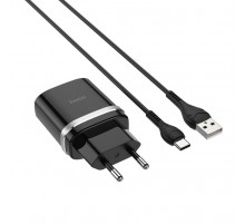 Мережевий зарядний пристрій з кабелем HOCO C12Q Smart QC3.0 charger set(Type-C) 18W Black (6931474716293)
