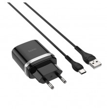 Мережевий зарядний пристрій з кабелем HOCO C12Q Smart QC3.0 charger set(Type-C) 18W Black (6931474716293)