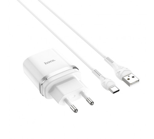 Мережевий зарядний пристрій з кабелем HOCO C12Q Smart QC3.0 charger set(Type-C) 18W White (6931474716309)