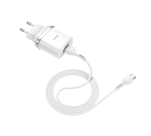 Мережевий зарядний пристрій з кабелем HOCO C12Q Smart QC3.0 charger set(Type-C) 18W White (6931474716309)