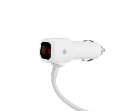 Автомобільний зарядний пристрій HOCO Z13 LCD one-pull-three car charger Silver (6957531050896)