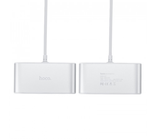 Автомобільний зарядний пристрій HOCO Z13 LCD one-pull-three car charger Silver (6957531050896)