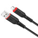 Кабель HOCO X59 USB to iP 2.4A, 1m, nylon, TPE connectors, Black (6931474744869)
