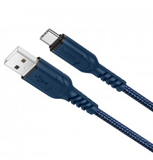 Кабель HOCO X59 USB to Type-C 3A, 1m, nylon, TPE connectors, Blue (6931474744944)