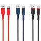 Кабель HOCO X59 USB to Type-C 3A, 1m, nylon, TPE connectors, Blue (6931474744944)