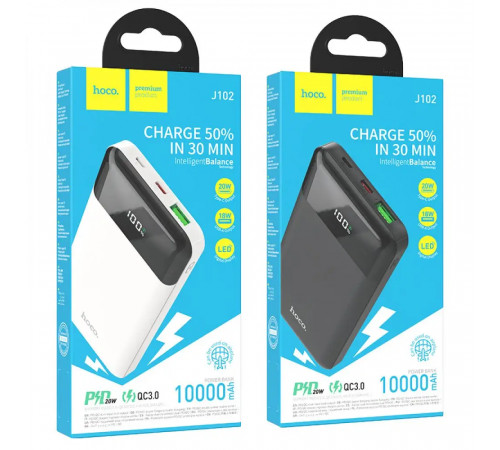 Зовнішній акумулятор HOCO J102 Cool figure PD20W+QC3.0 power bank(10000mAh) Black (6931474783608)