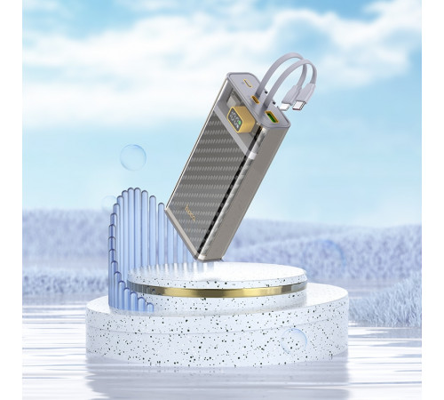 Зовнішній акумулятор HOCO J104A Discovery edition 22.5W fully compatible power bank with cable(20000mAh) Gray (6931474788962)