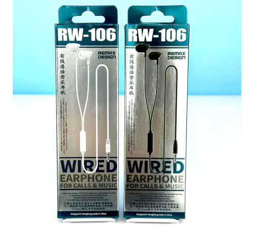 Навушники MP3 Remax RM-106 Wired Earphone for Calls and Music 3.5mm Original