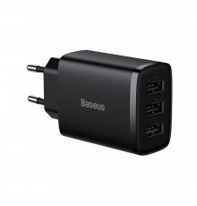 Мережевий зарядний пристрій Baseus Compact  Charger 3U 17W EU Black (CCXJ020101)