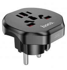 Сетевой адаптер HOCO AC6 Unimpeded universal conversion plug Black (6931474791511)
