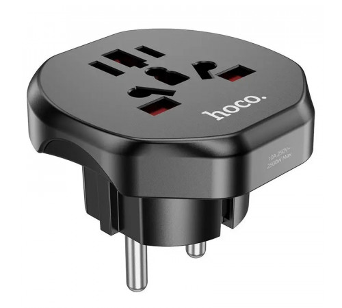 Мережевий адаптер HOCO AC6 Unimpeded universal conversion plug Black (6931474791511)