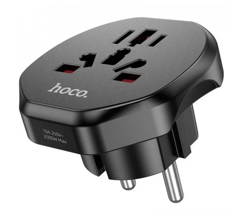 Мережевий адаптер HOCO AC6 Unimpeded universal conversion plug Black (6931474791511)