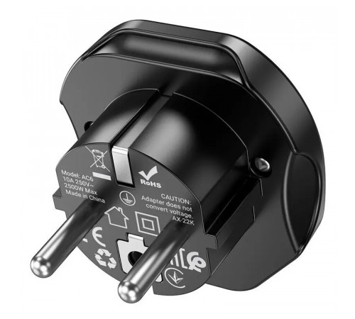 Мережевий адаптер HOCO AC6 Unimpeded universal conversion plug Black (6931474791511)