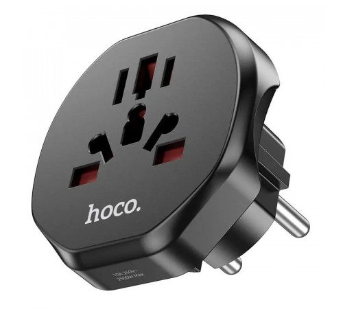 Мережевий адаптер HOCO AC6 Unimpeded universal conversion plug Black (6931474791511)