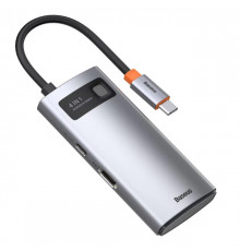 USB-хаб Baseus Metal Gleam Series 4-in-1 Multifunctional Type-C HUB Docking Station Gray（Type-C to HDMI*1+USB3.0*1+USB2.0*1+PD*1） (CAHUB-CY0G)