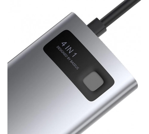USB-хаб Baseus Metal Gleam Series 4-in-1 Multifunctional Type-C HUB Docking Station Gray（Type-C to HDMI*1+USB3.0*1+USB2.0*1+PD*1） (CAHUB-CY0G)