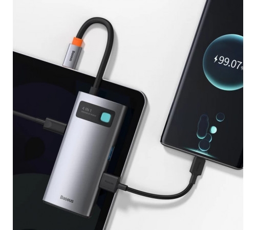 USB-хаб Baseus Metal Gleam Series 4-in-1 Multifunctional Type-C HUB Docking Station Gray（Type-C to HDMI*1+USB3.0*1+USB2.0*1+PD*1） (CAHUB-CY0G)
