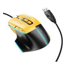 Миша HOCO GM31 Overlord luminous gaming wired mouse Black Yellow (6942007629201)